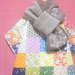 パッチワーク柄キルティング半袖ワンピース mix