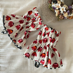 リバーシブルキッチンアームカバー　北欧チューリップ　あか