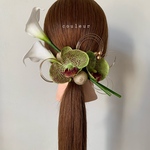 【特集掲載作品】☆white×green 造花 カラー 胡蝶蘭  結婚式 白無垢 成人式 髪飾り かんざし