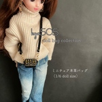 1/6 doll size本革バッグ　ゴールドスターダスト