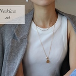 【限定set】14kgf figaro choker & long chain wave coin necklace（アレルギー対応）