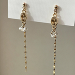 ❇︎再販❇︎ ブラウンガラスの繊細に揺れる上品ピアス　イヤリング　ノンホールピアス　サージカルステンレスピアス　華奢　クリア　シンプル　お呼ばれ　ウェディング　ブライダル　125  Lenore