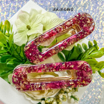【カレン】レクタングル／薔薇／金箔／花びら／ドライフラワー／押し花／ヘアクリップ／ヘアピン／ヘアーアクセサリー／