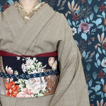 juri様専用　　　　　　　　　　　　　　　　　　　【再販】ベージュ系グレンチェック着物(トールサイズ)