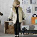 【再販】七分袖ムートンコート★ラテベージュ　1/6ドール用リカちゃん服アウトフィット
