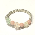 天然石ピンクサンゴリング指輪✩花3つ