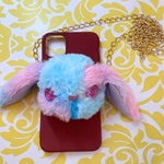 うさちゃんスマホポシェット クリップタイプ パステルレインボーカラー