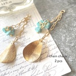 【NEW】2pcs★charm・turquoise petal（チェーンチャーム）