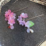 (再販)ミニ簪みたいな桜のヘアピン セット(ホワイト＆ピンク) さくらの髪かざり