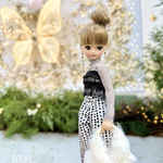 【再販】ジャパニーズバッグ白ファー　1/6ドール用リカちゃん服アウトフィットドール用バッグ
