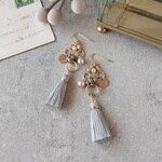 オリエンタル ビーズ タッセル フリンジ ピアス イヤリング