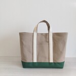 帆布横長トートバッグ マッシュルーム×キナリ×フォレストグリーン 倉敷帆布