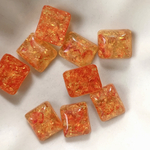 ラスト2セット8pcs オレンジ クラッシュ カボション レクタングル