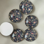 6pcs ネイビー フラワー ガラス カボション 