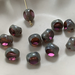 6pcs  metallic silver paint almond beads 