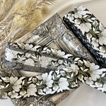 30cm/50cm  インド刺繍リボン  チュール  花柄  モスグリーン  #mt52