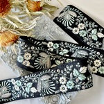 30cm/50cm  インド刺繍リボン  シルク  花柄  グリーン