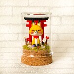 粘土　きつねさんと鳥居　(ガラス瓶)