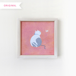 毛糸と子猫（額付き原画）