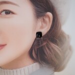 ブラックオニキス１５　スクエアK18GFイヤリング❀