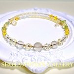 ［再販7］🍋レモンクォーツを花束にして💐　ワイヤー　ブレスレッド　#minne_new  #レモンクォーツ　#イエロー　#天然石　