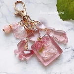 pink♬.*ﾟ薔薇の香水瓶シェイカーキーホルダー 