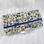 小花模様のチケットケース　あお