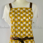 花柄 の エプロン・肩紐 バッククロス・イエロー
