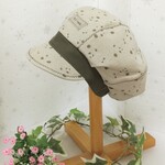 パンダ　プリント　ナチュラル　ワッシャー　丸っこ　キャスケット