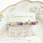 ( パープル ) 幅6mm ꕤ︎︎ お花 の 入った スリム レジン ヘアクリップ ꕤ︎︎ 