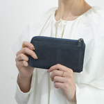 受注製作 財布 レディース 長財布 最小 TIDY2.0 小さい長財布 メンズ 本革 タイディ2.0 ネイビー HAW021