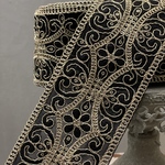 [実物のお色味と違う場合があります] インド刺繍リボン　花　インド刺繍　スパンコール　刺繍リボン　リボン　りぼん　※10月8日よりゆうパケットにて発送
