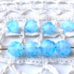 コロコロバラ　水色白　チェコビーズCzech Glass Beads10個