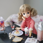 【再販】ピンクシアータートルニット　くしゅ袖　1/6ドール用リカちゃん服アウトフィット