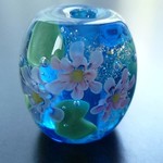 青系　睡蓮のとんぼ玉