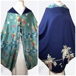 和洋折衷で使える　正絹ロング　リバーシブルモモンガコート　春の花咲くモモンガコート　一点物