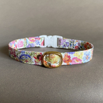 猫首輪　花柄　リバティ　Classic Garden  ピンク　セーフティバックル　子猫から大きい成猫まで3サイズ展開