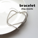 【ブレスレット】1個入り　ダブルチェーン　ブレスレット　シルバー　アジャスター付き　アクセサリーパーツ