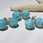 ◇ｍ様ご予約品◇ 水の惑星Earrings-ころんとした可愛いラリマー-（silver925）
