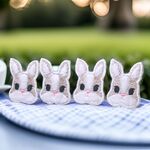 たち耳うさぎ（ベージュ）もふもふ刺しゅうワッペン（アイロン接着）4枚セット　