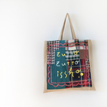 肩掛けことば刺繍トート「zutto zutto isshoチェックb」