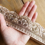 70cmカット済【インド刺繍リボン】オーガンジー　刺繍　リボン　りぼん 【ブロンズ】