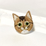 アビシニアのお顔の猫刺繍アクセサリー 小サイズ ハンドメイド kagisippo7 かぎしっぽ7