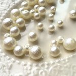 【10mm.8mm.6mmミックス・50個】コットンパール風ビーズ（ホワイト）　