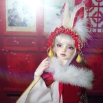 ★ご予約品★『水琴鈴の福音』白紅🦊耳付きカチューシャ【モヘア使用】 60cmドール対応サイズ(SD、SD13、SDGr、SD17、peaksFOC) 