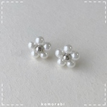 パールとシルバーのお花 ピアス
