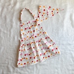 【100~110】愛らしい花柄　ひらひら　ギャザーエプロン　三角巾　2点セット　入園グッズ　女の子         