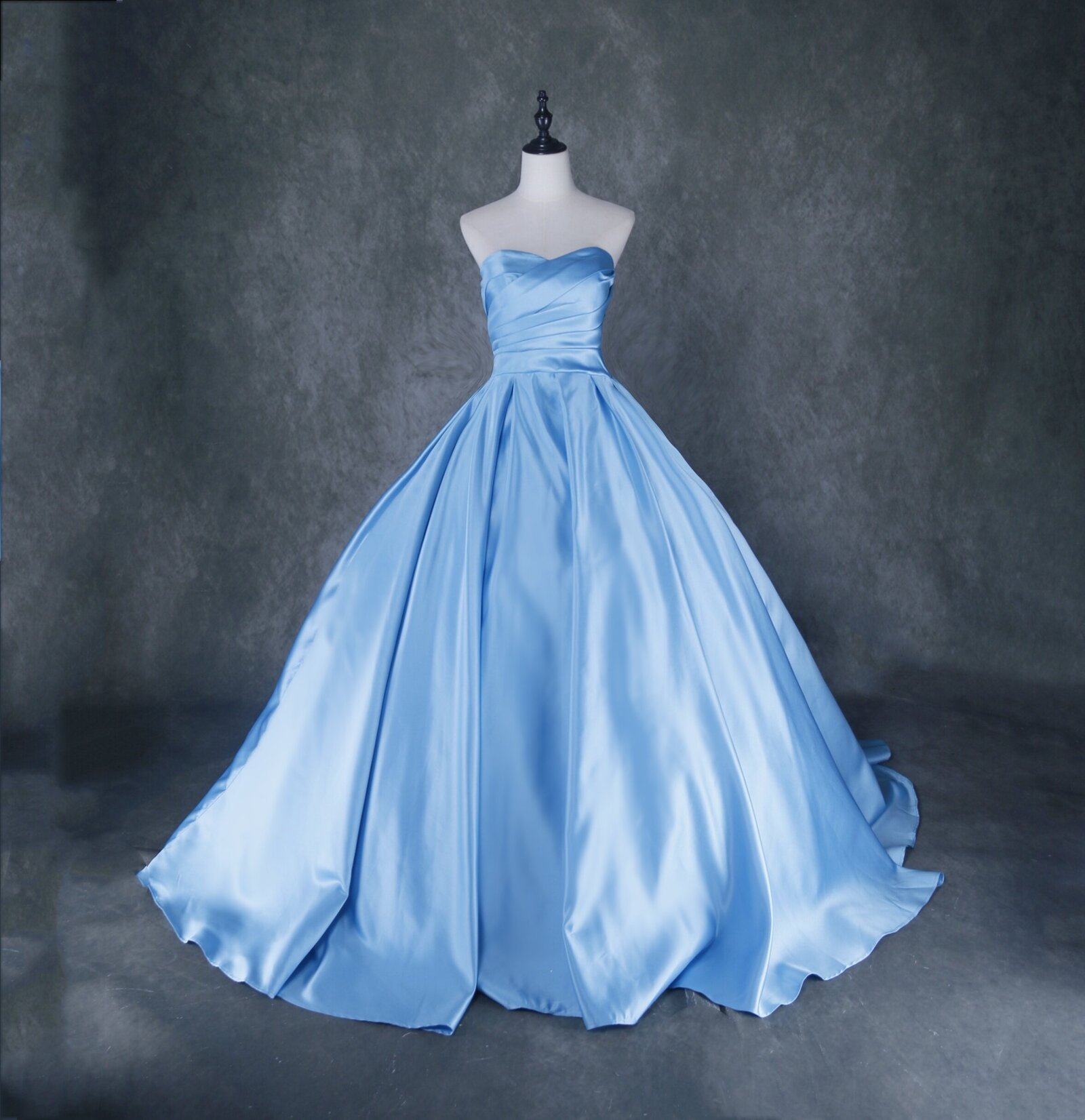 カラードレス プリンセスライン ブルー フリル リボン パール 前撮り カラードレス プリンセスライン ロングドレス ブルー フリル リボン