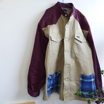 <4rocks様専用>　カバーオール風バンドカラーremakeワークシャツ　　<rot>