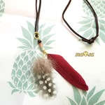 【summer sale】フェザー&ストーンネックレス☆GN&CK&AM